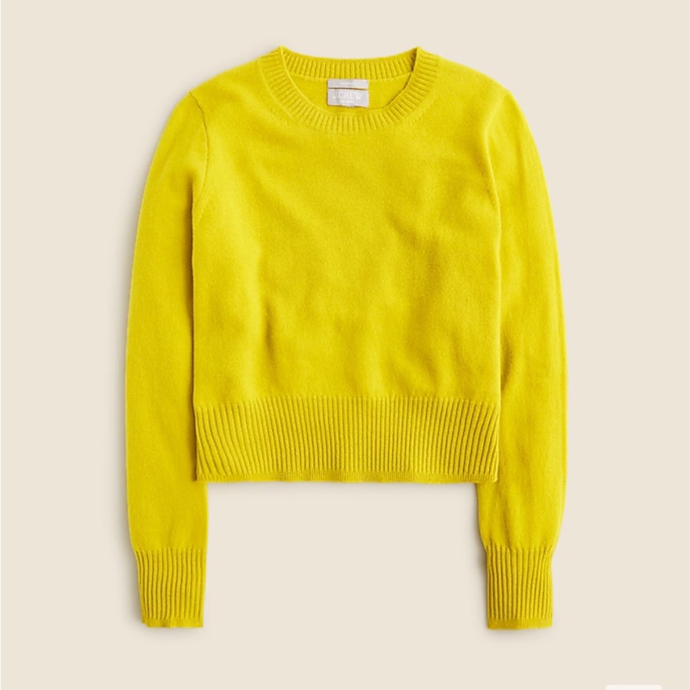 NWT J. Crew Cashmere shrunken crewneck sweater in chartreuse size small
